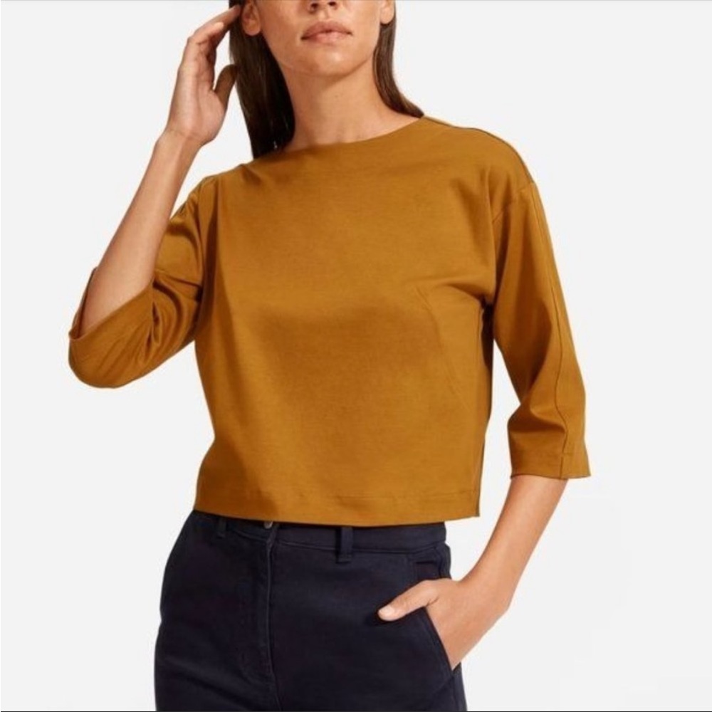 Everlane Luxe Crop Length 3/4 Sleeve Top
